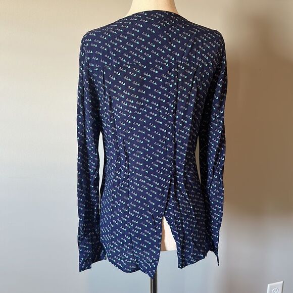 Maeve sz 2 bird print button front long sleeved blouse - Picture 5 of 8